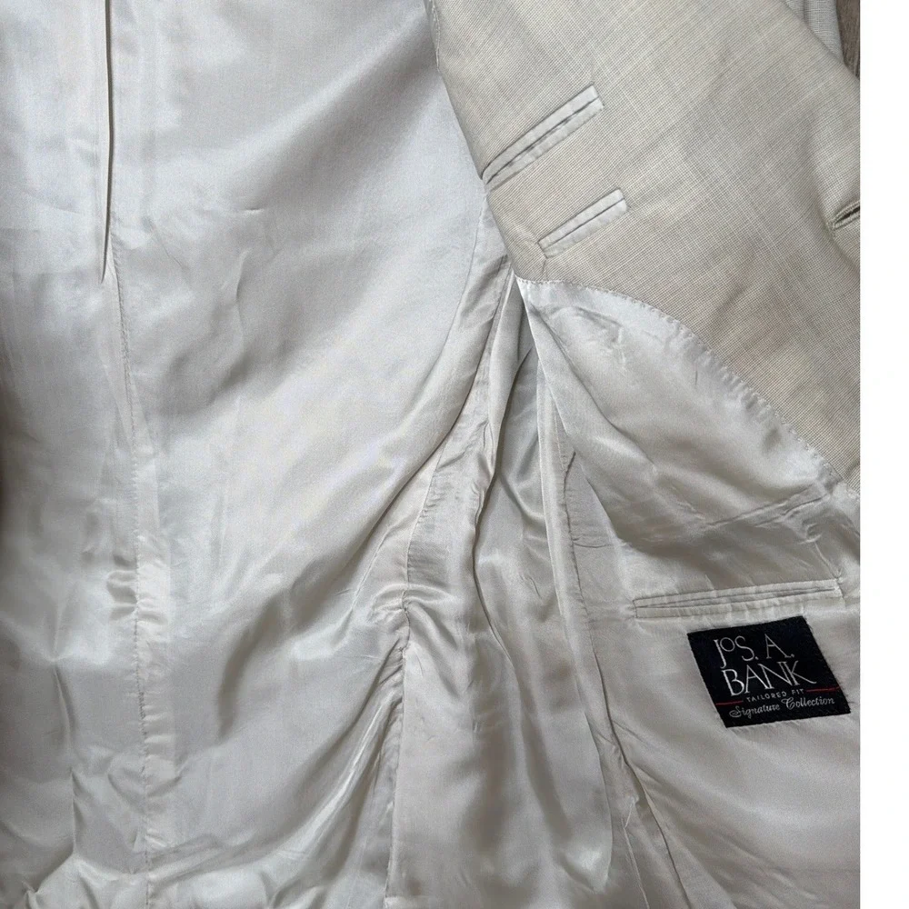 Jos. A. Bank Wool Sport Coat Mens 40 RG Signature Tailored Fit Beige Blazer